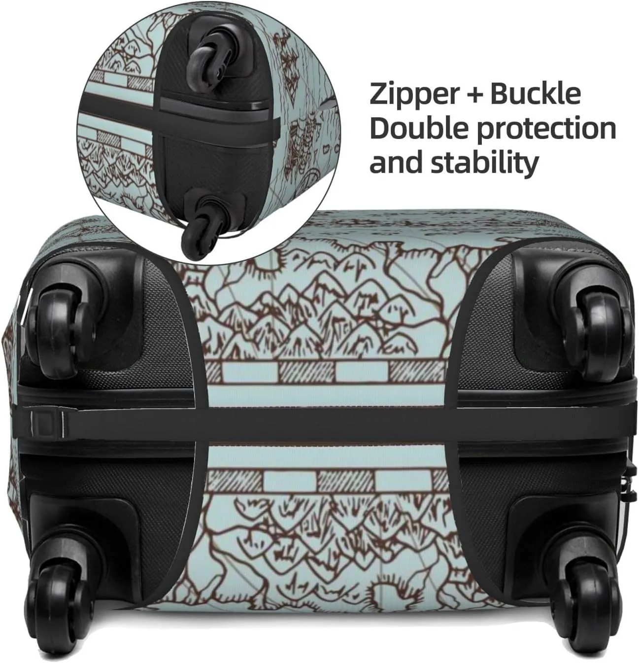 Pirate Adventure Map Print Washable Luggage Cover - Fashion Suitcase Protector Fits 18-32 Inch Luggage