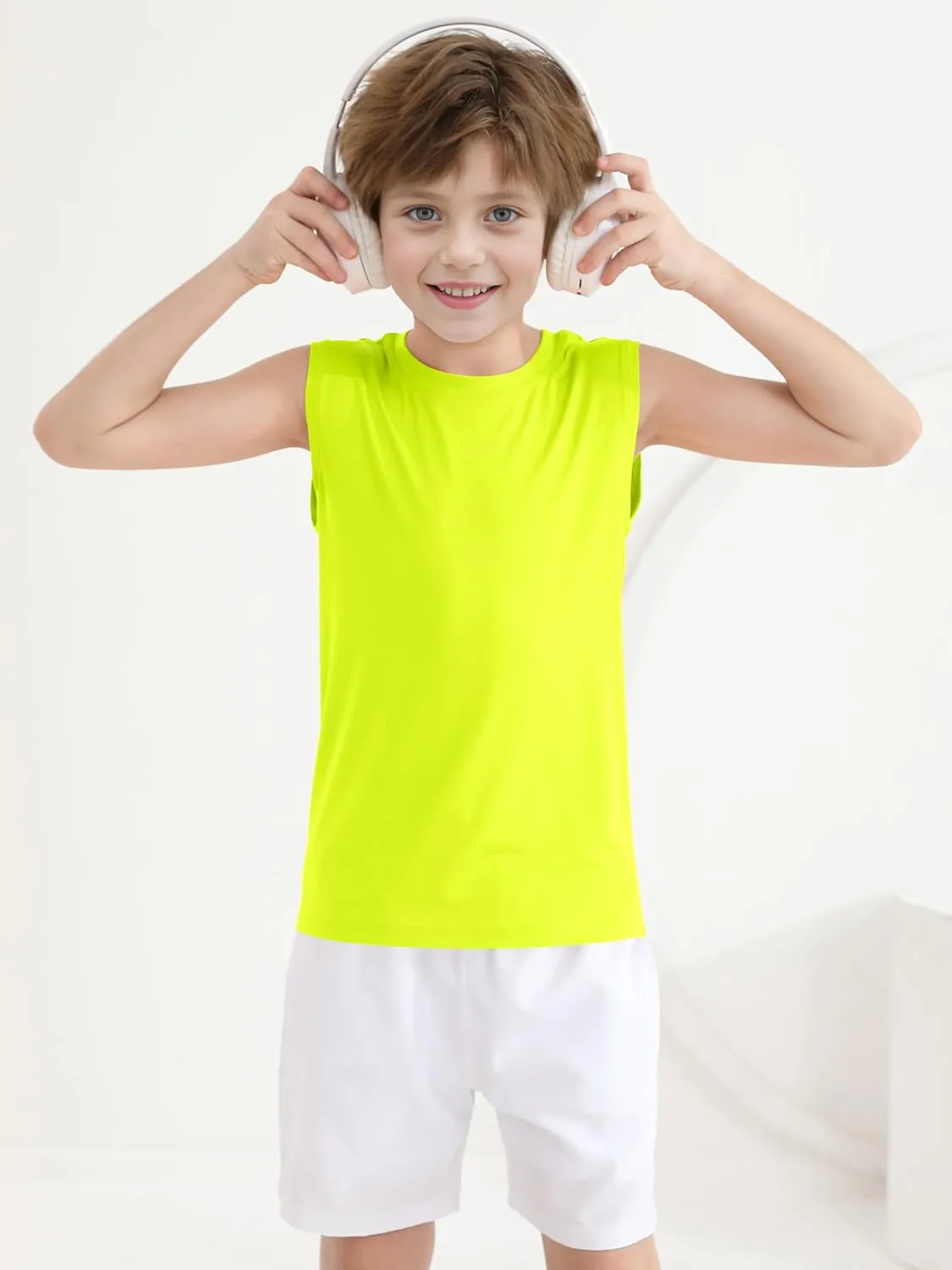 Poroka Cooraby 4 Pack Boys Dry-Fit Active Athletic Performance Tank Top Sleeveless Workout Training Shirts