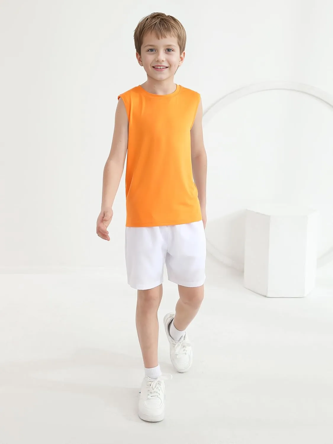 Poroka Cooraby 4 Pack Boys Dry-Fit Active Athletic Performance Tank Top Sleeveless Workout Training Shirts