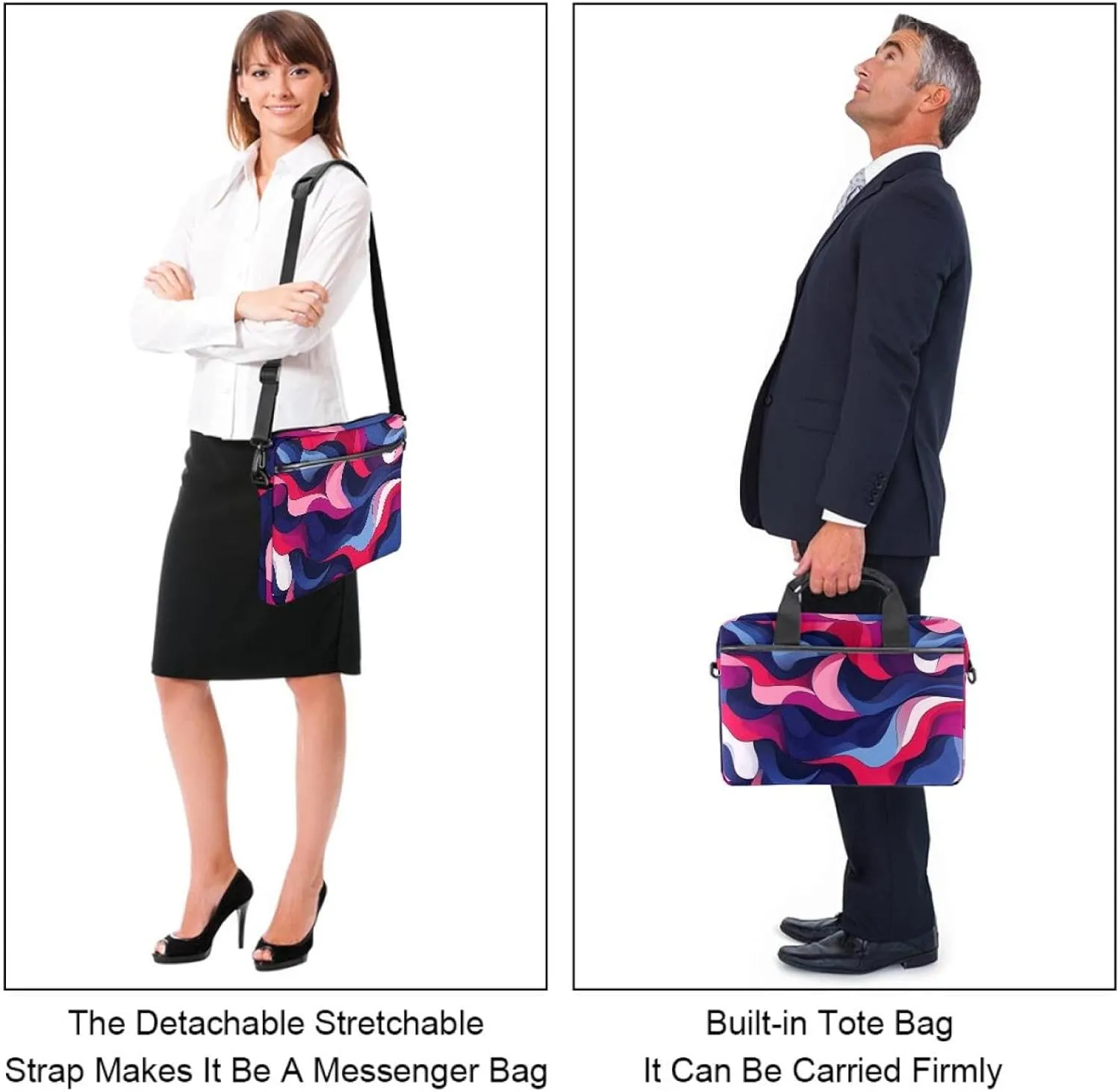 Protective Laptop Shoulder Messenger Bag Colorful Abstract Modern Background Briefcase Carrying Case Sleeve