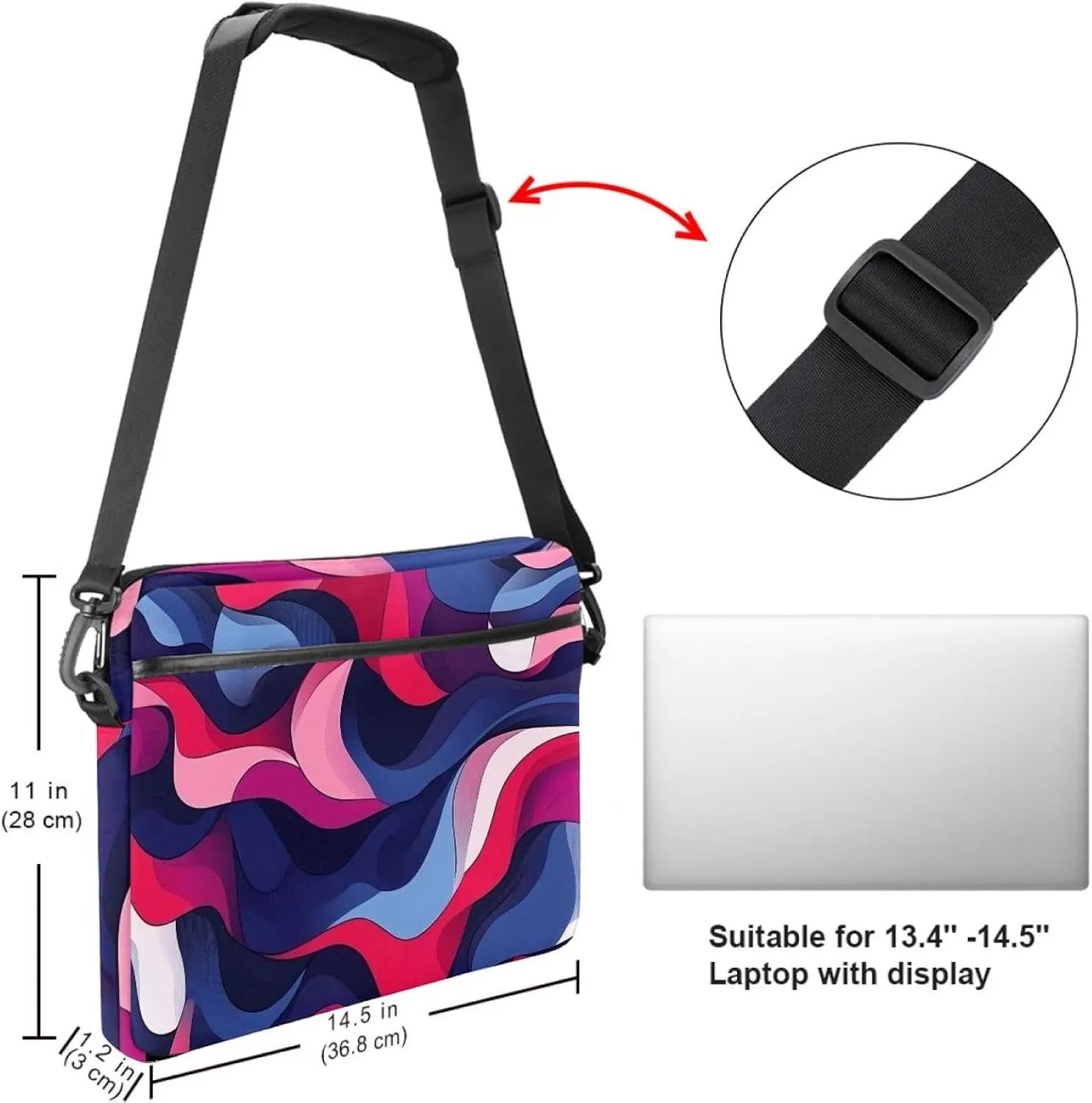 Protective Laptop Shoulder Messenger Bag Colorful Abstract Modern Background Briefcase Carrying Case Sleeve
