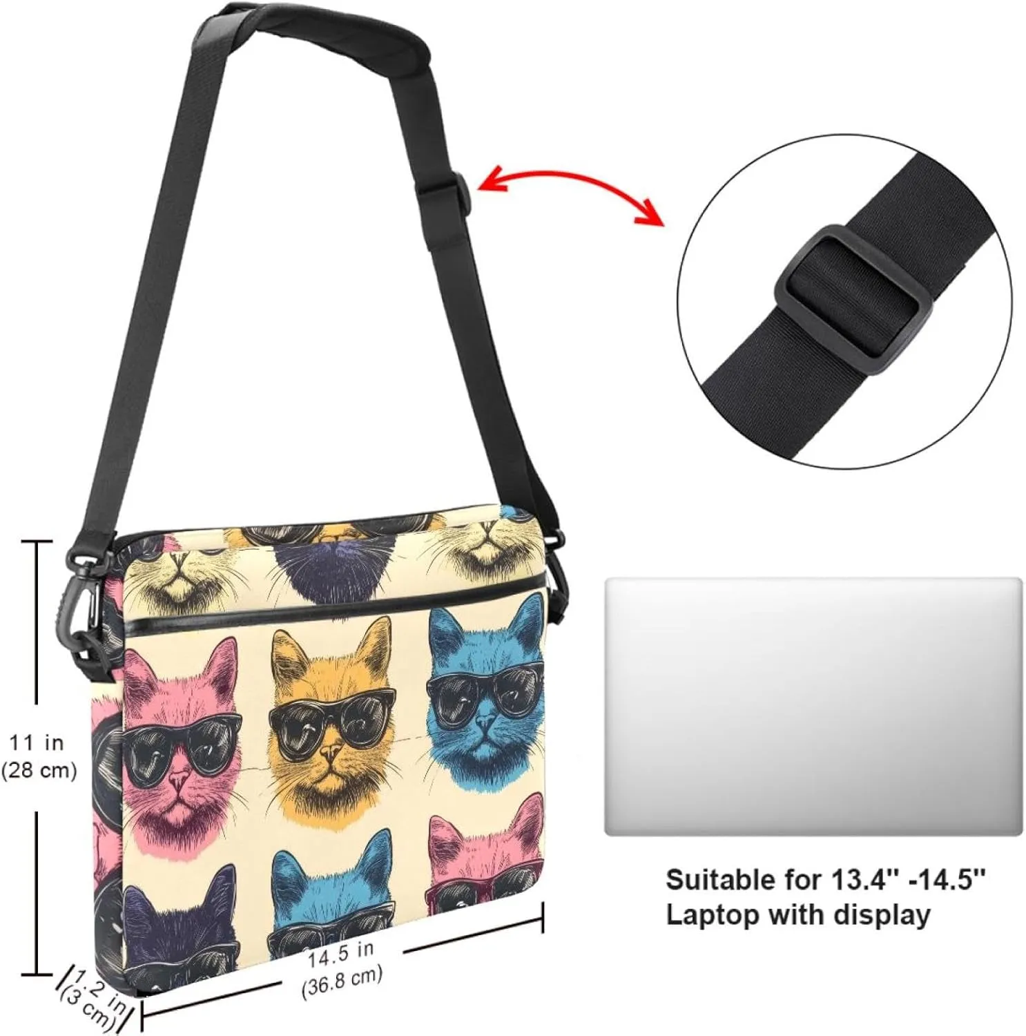 Protective Laptop Shoulder Messenger Bag Colorful Abstract Modern Background Briefcase Carrying Case Sleeve