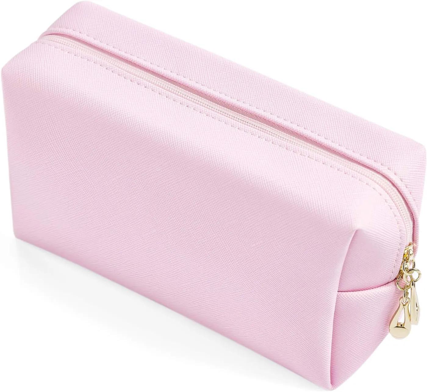 PU Leather Cosmetic Bag for Women Minimalism Makeup Bag for Daily Use Portable Storage Purse Small Neat Cosmetic Pouch Water-resistant Toiletry Bag for Travel (Voilet Pink)