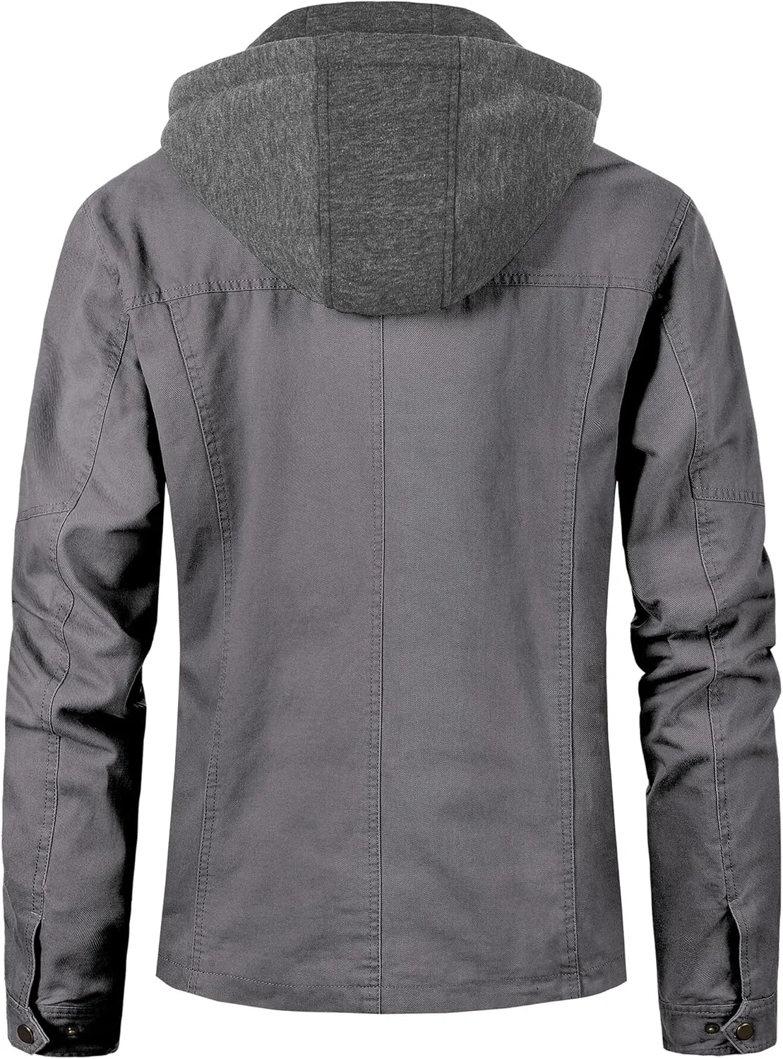 Pursky Men's Canvas Cotton Military Casual Field Jacket Outerwear With Removable Hood
