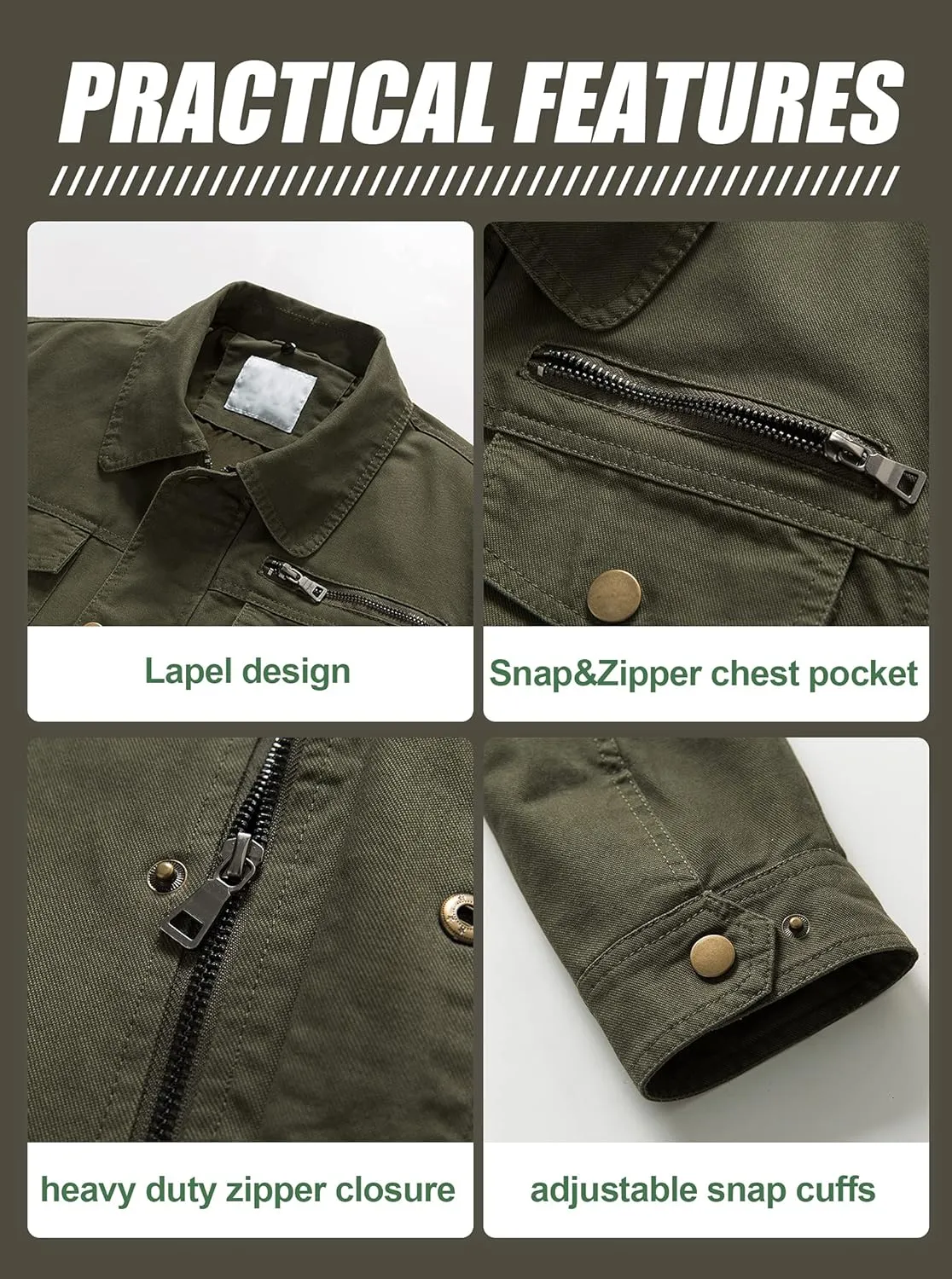 Pursky Men's Canvas Cotton Military Casual Field Jacket Outerwear With Removable Hood