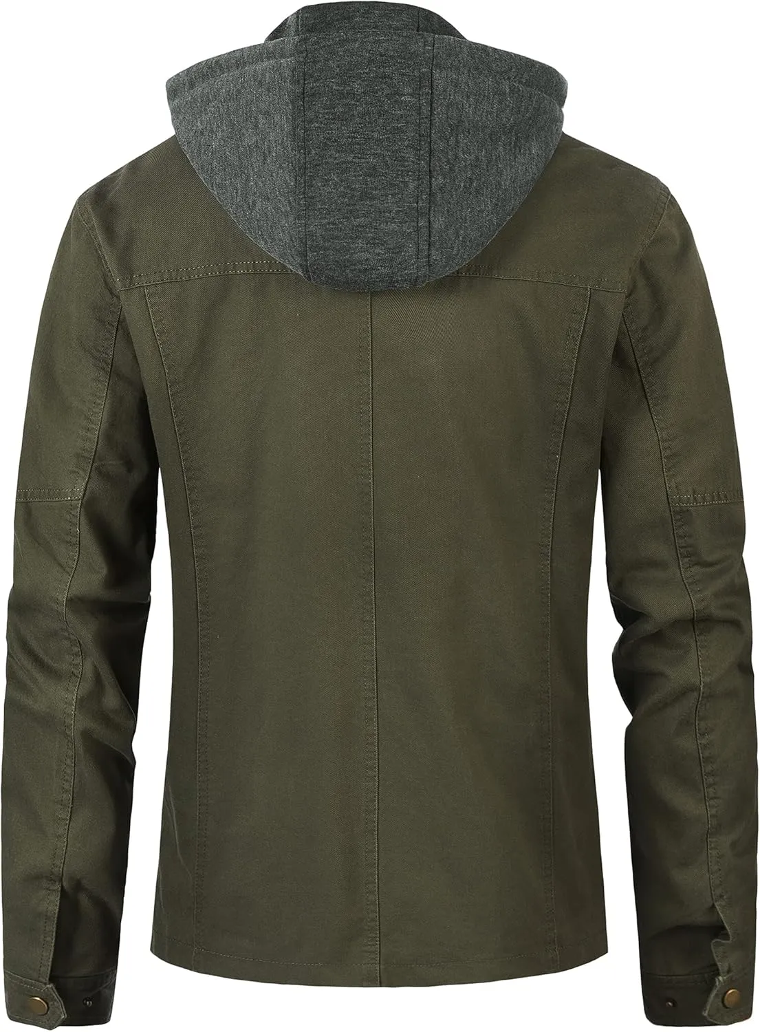Pursky Men's Canvas Cotton Military Casual Field Jacket Outerwear With Removable Hood