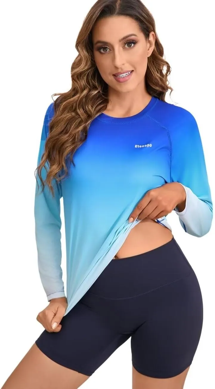 Rash Guard for Women UPF 50  Long Sleeve Shirts Surfing Swimming Tops Lightweight