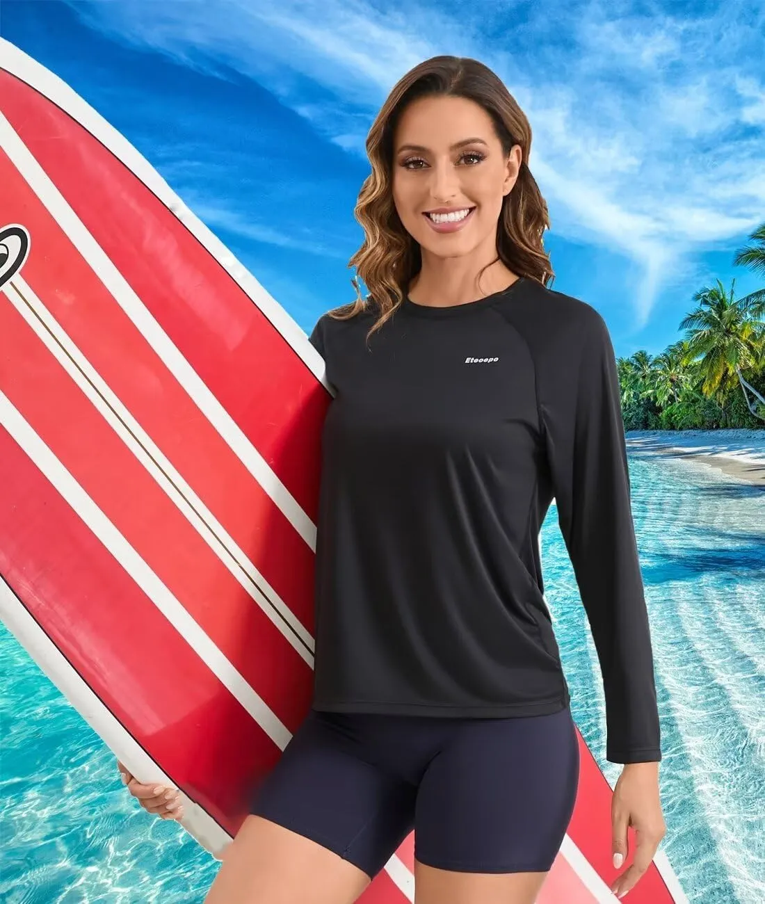 Rash Guard for Women UPF 50  Long Sleeve Shirts Surfing Swimming Tops Lightweight