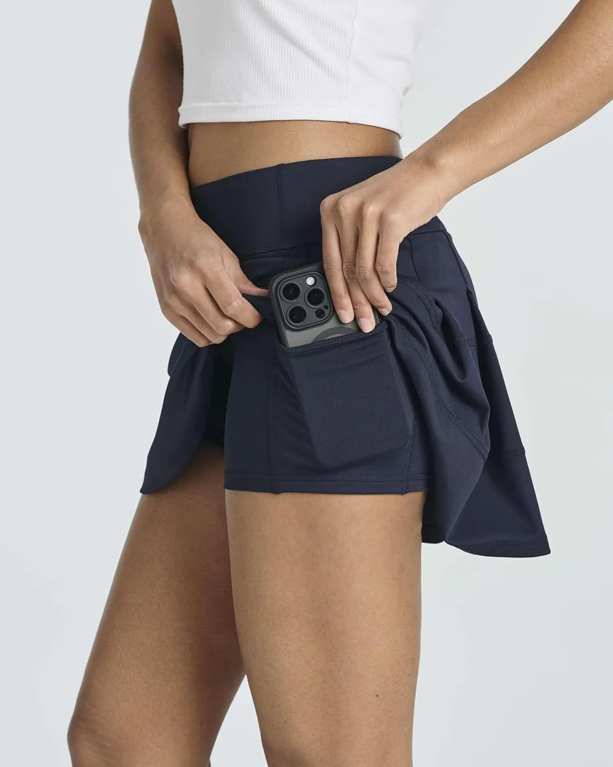 Real Essentials 3 Pack:Women's 14" Pleated Tennis Skorts Golf Skirt High Waisted Athletic Running Casual Shorts with Pockets