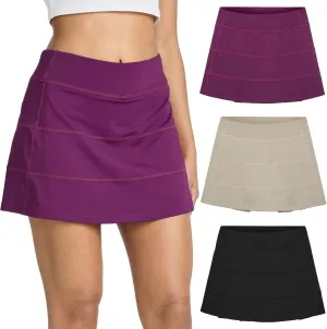 Real Essentials 3 Pack:Women's 14" Pleated Tennis Skorts Golf Skirt High Waisted Athletic Running Casual Shorts with Pockets