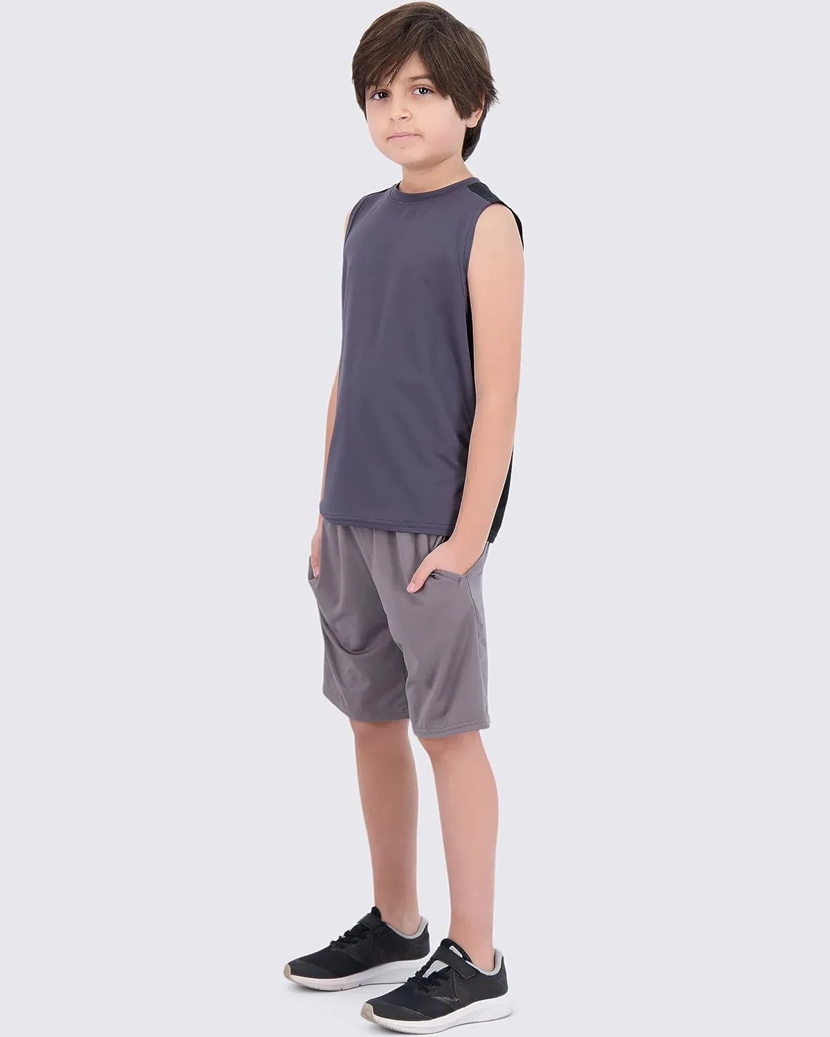 Real Essentials 5 Pack: Boys Dry-Fit Active Athletic Performance Tank Top