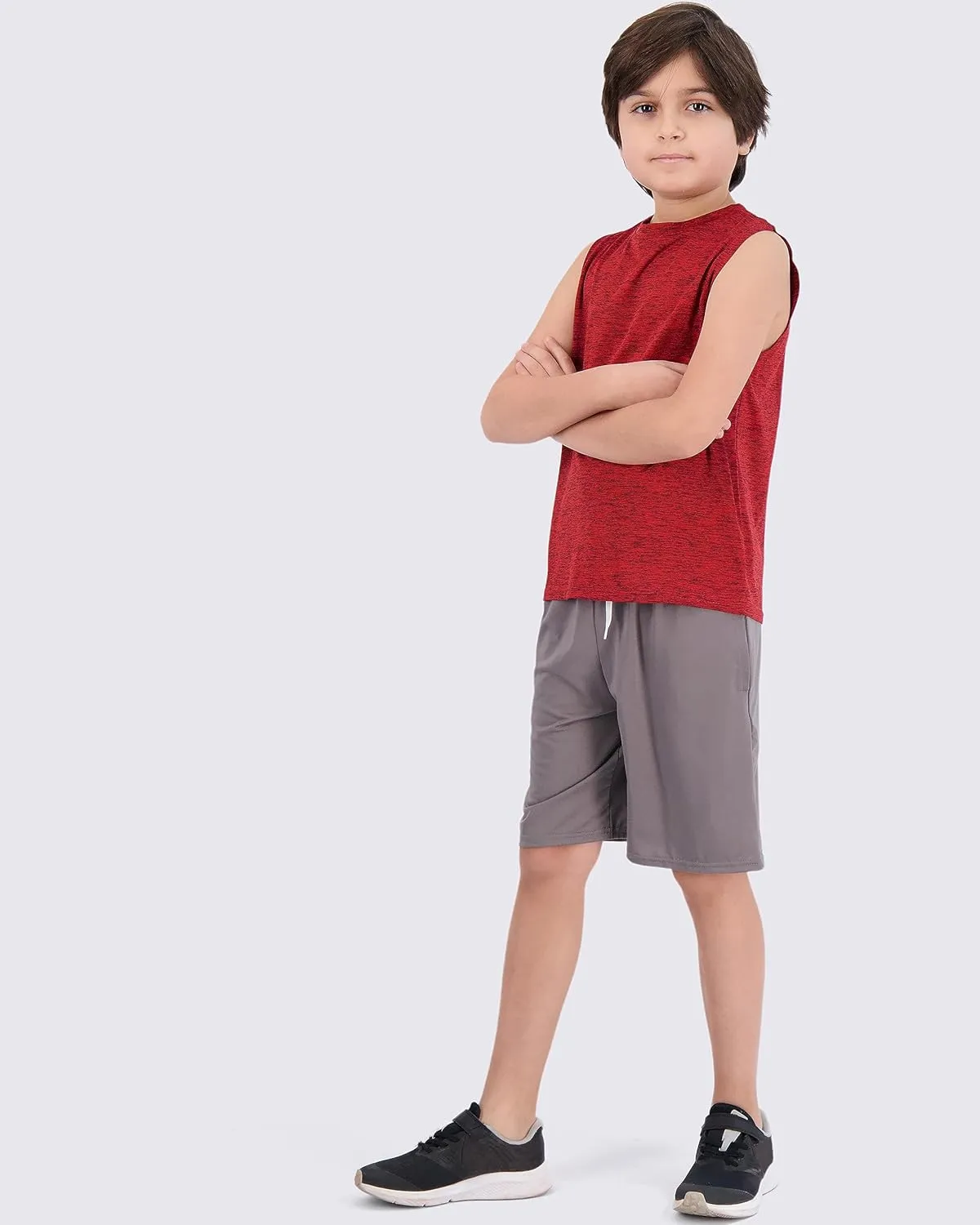Real Essentials 5 Pack: Boys Dry-Fit Active Athletic Performance Tank Top