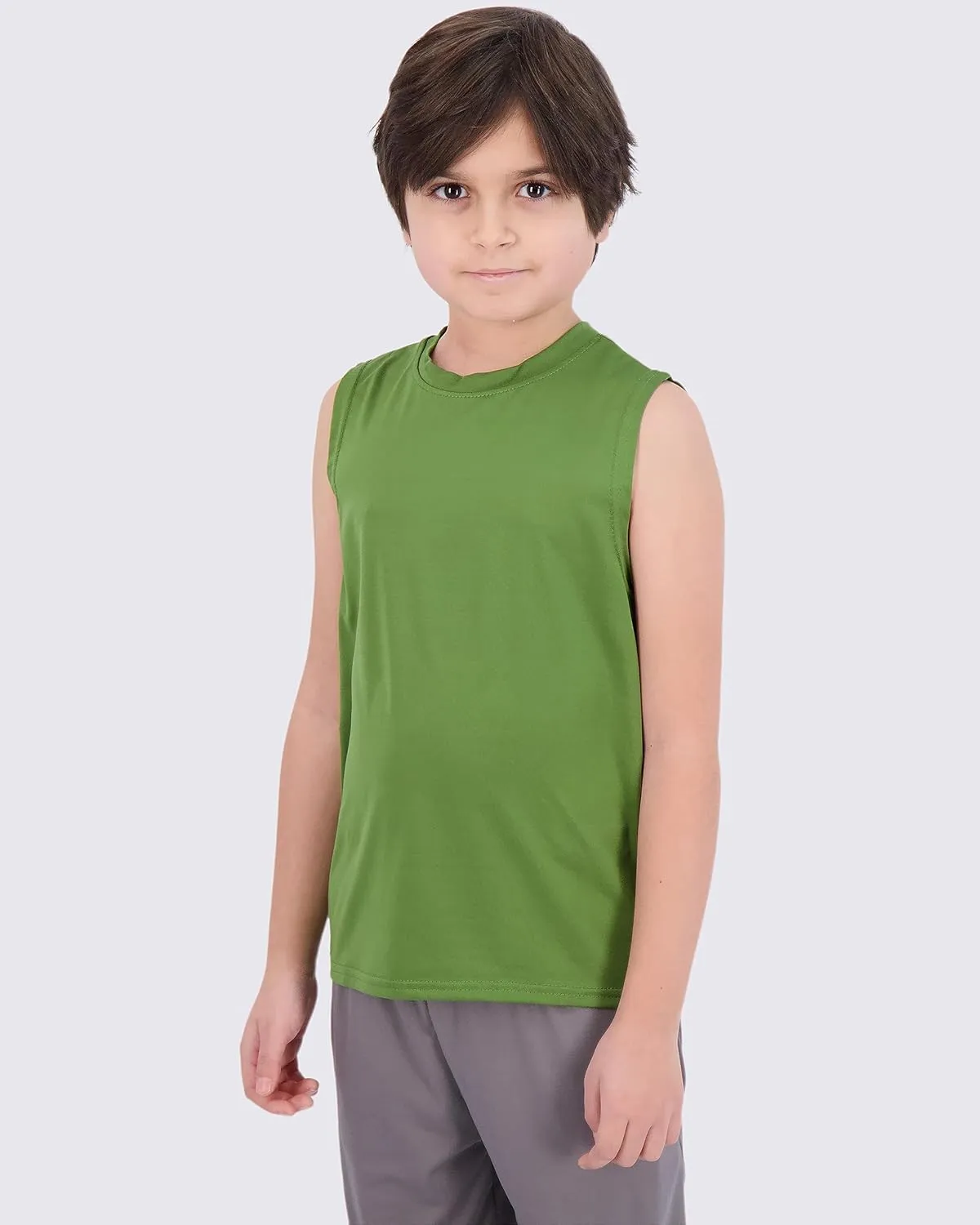 Real Essentials 5 Pack: Boys Dry-Fit Active Athletic Performance Tank Top