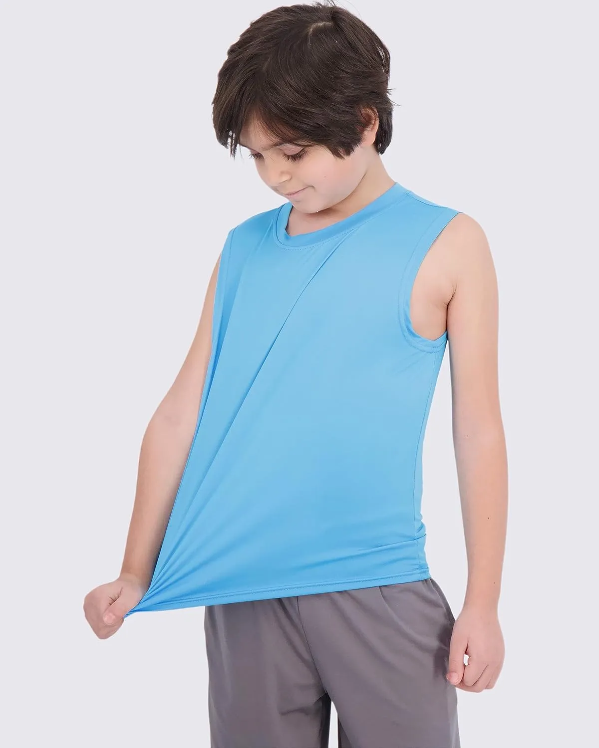 Real Essentials 5 Pack: Boys Dry-Fit Active Athletic Performance Tank Top