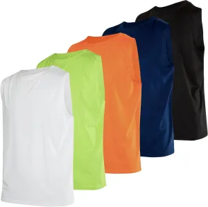 Real Essentials 5 Pack: Boys Dry-Fit Active Athletic Performance Tank Top