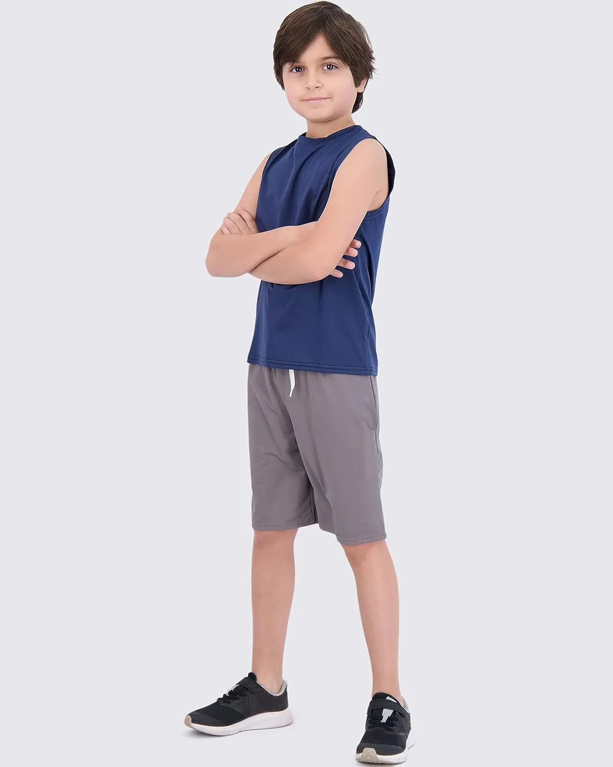 Real Essentials 5 Pack: Boys Dry-Fit Active Athletic Performance Tank Top