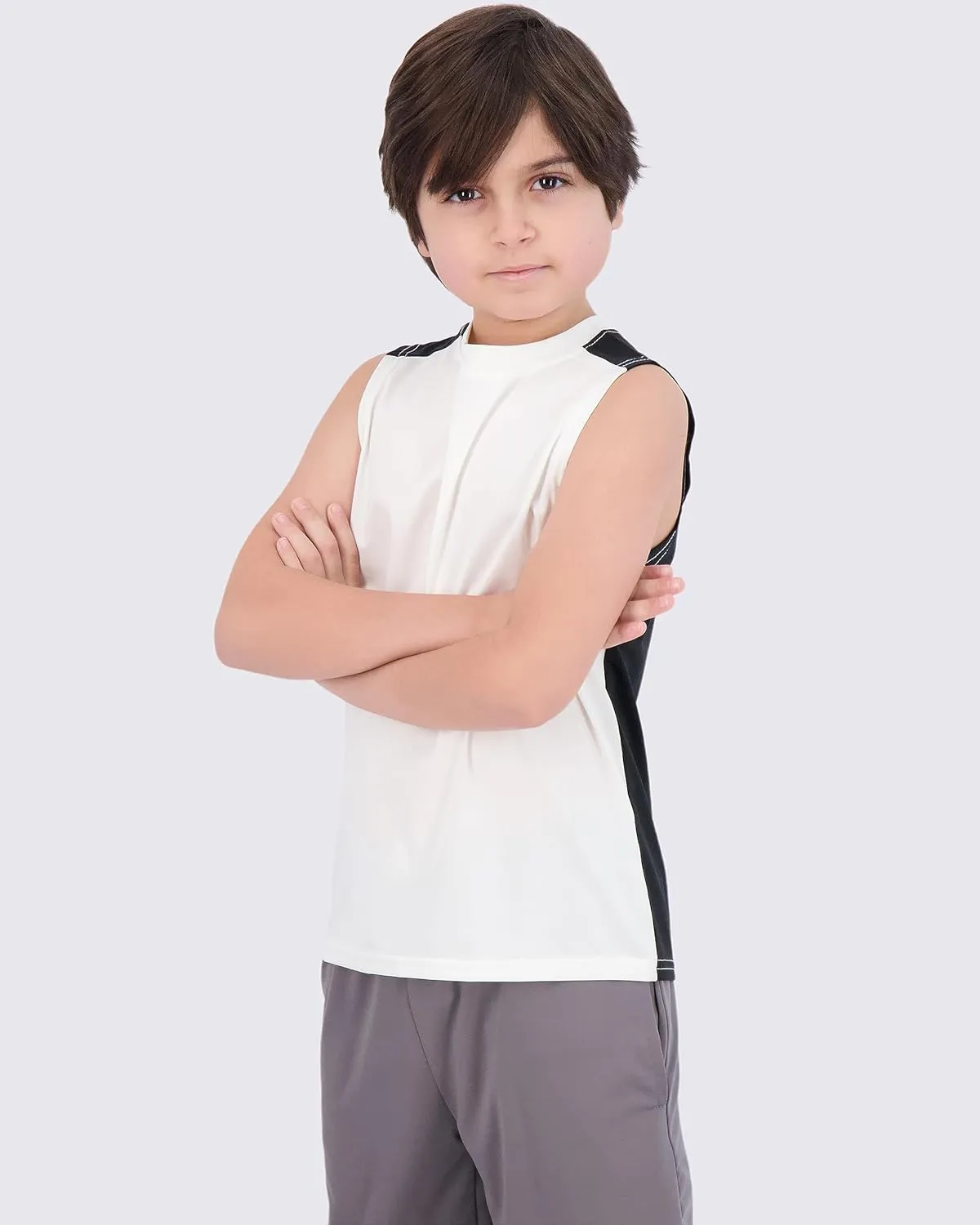 Real Essentials 5 Pack: Boys Dry-Fit Active Athletic Performance Tank Top
