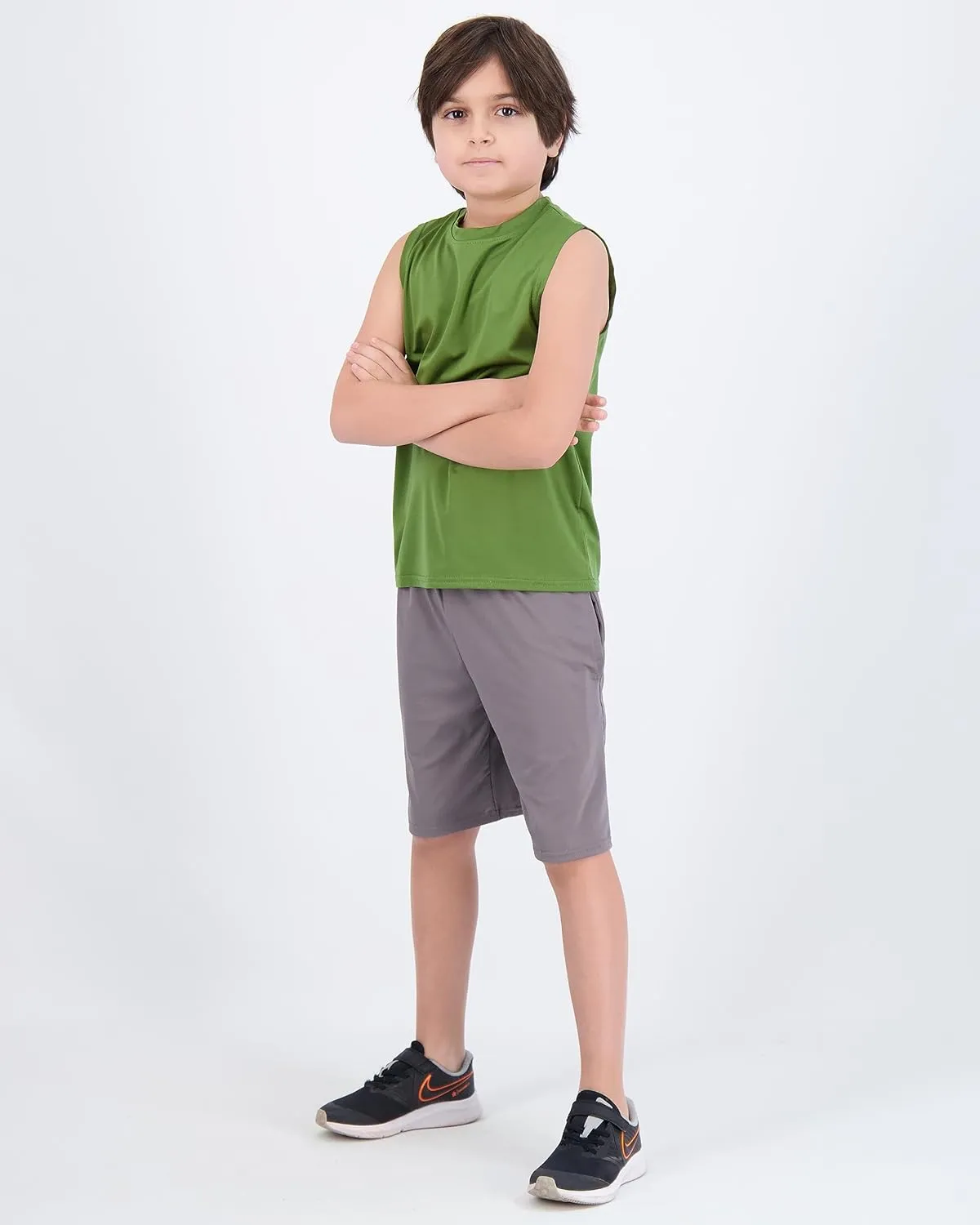 Real Essentials 5 Pack: Boys Dry-Fit Active Athletic Performance Tank Top