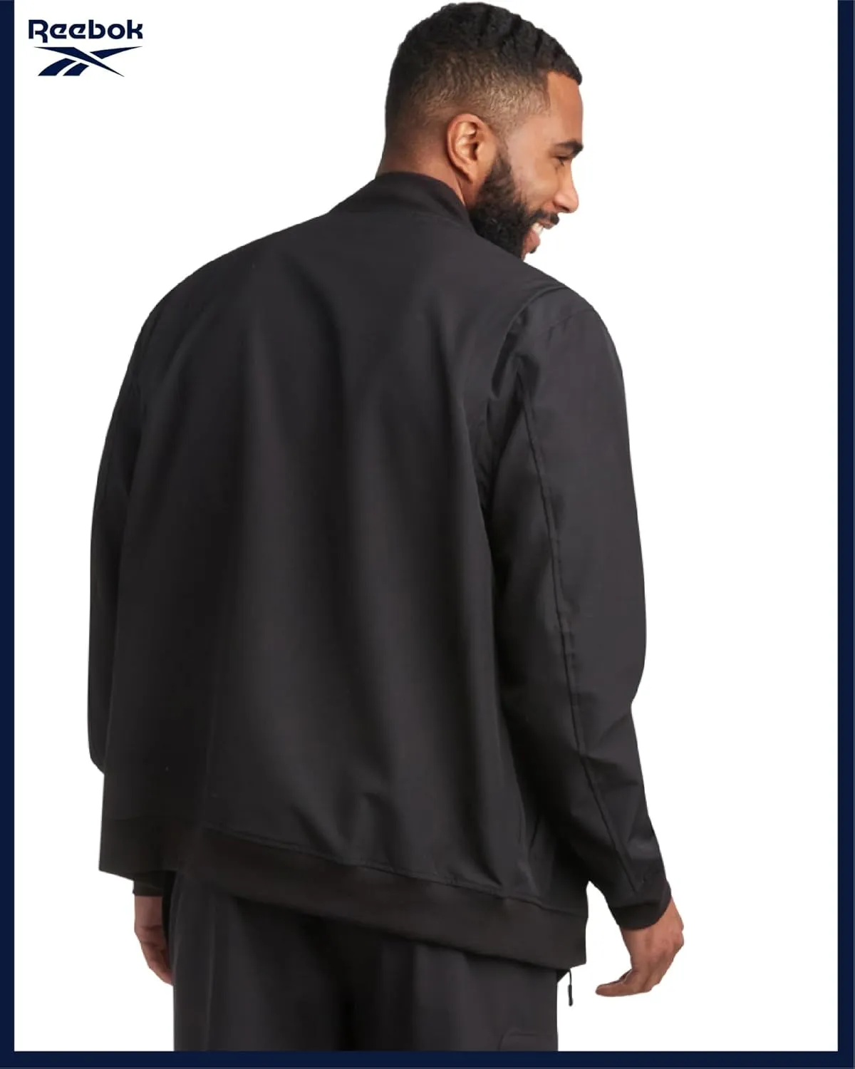 Reebok Mens Rain Jacket - Full Zip Up Lightweight Water Resistant Windbreaker Soft Shell Collar Rain Coat for Men (S-XL)