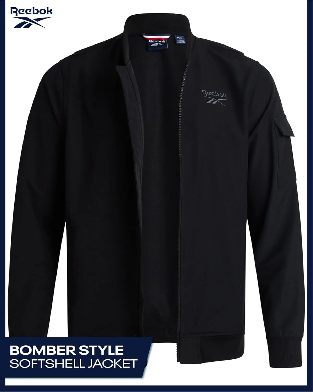 Reebok Mens Rain Jacket - Full Zip Up Lightweight Water Resistant Windbreaker Soft Shell Collar Rain Coat for Men (S-XL)