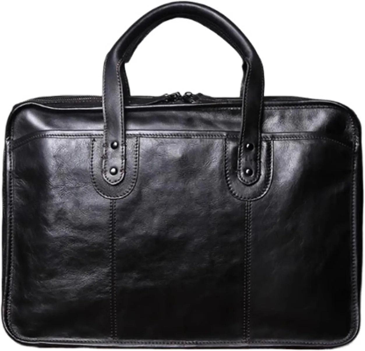 Retro Men's Briefcase Cowhide Handbag Travel Bag Handmade Leather Laptop Business Bag Shoulder Crossbody Bag