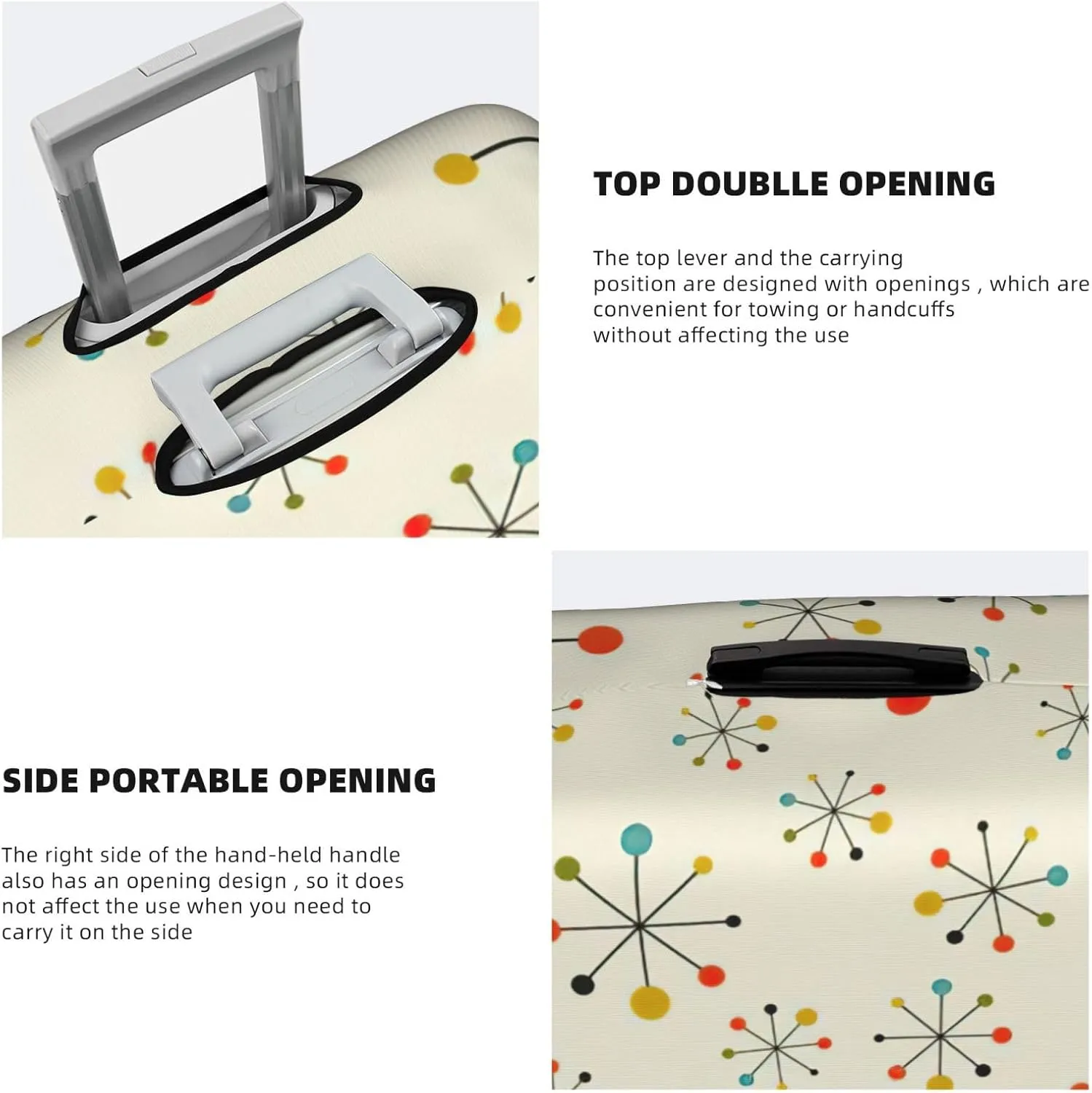 Retro Modern Print Washable Suitcase Cover Protective Luggage Cover Anti Scratch Travel Gear Protector