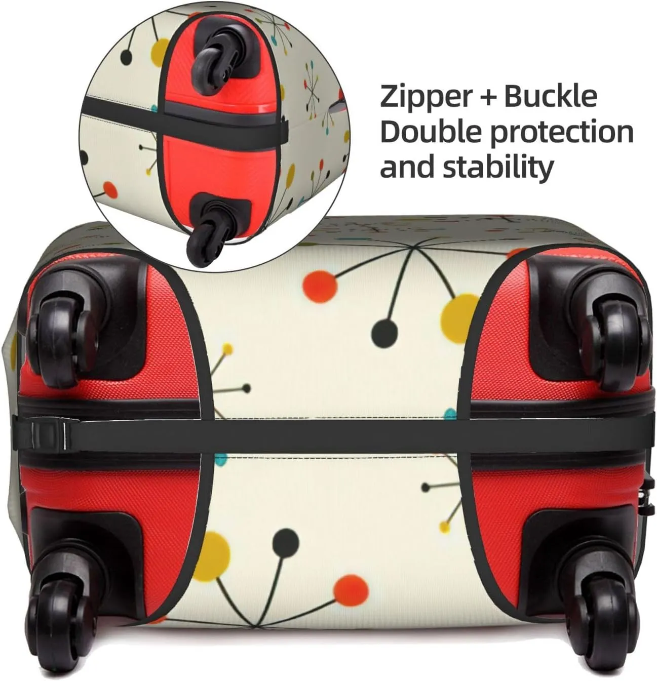 Retro Modern Print Washable Suitcase Cover Protective Luggage Cover Anti Scratch Travel Gear Protector