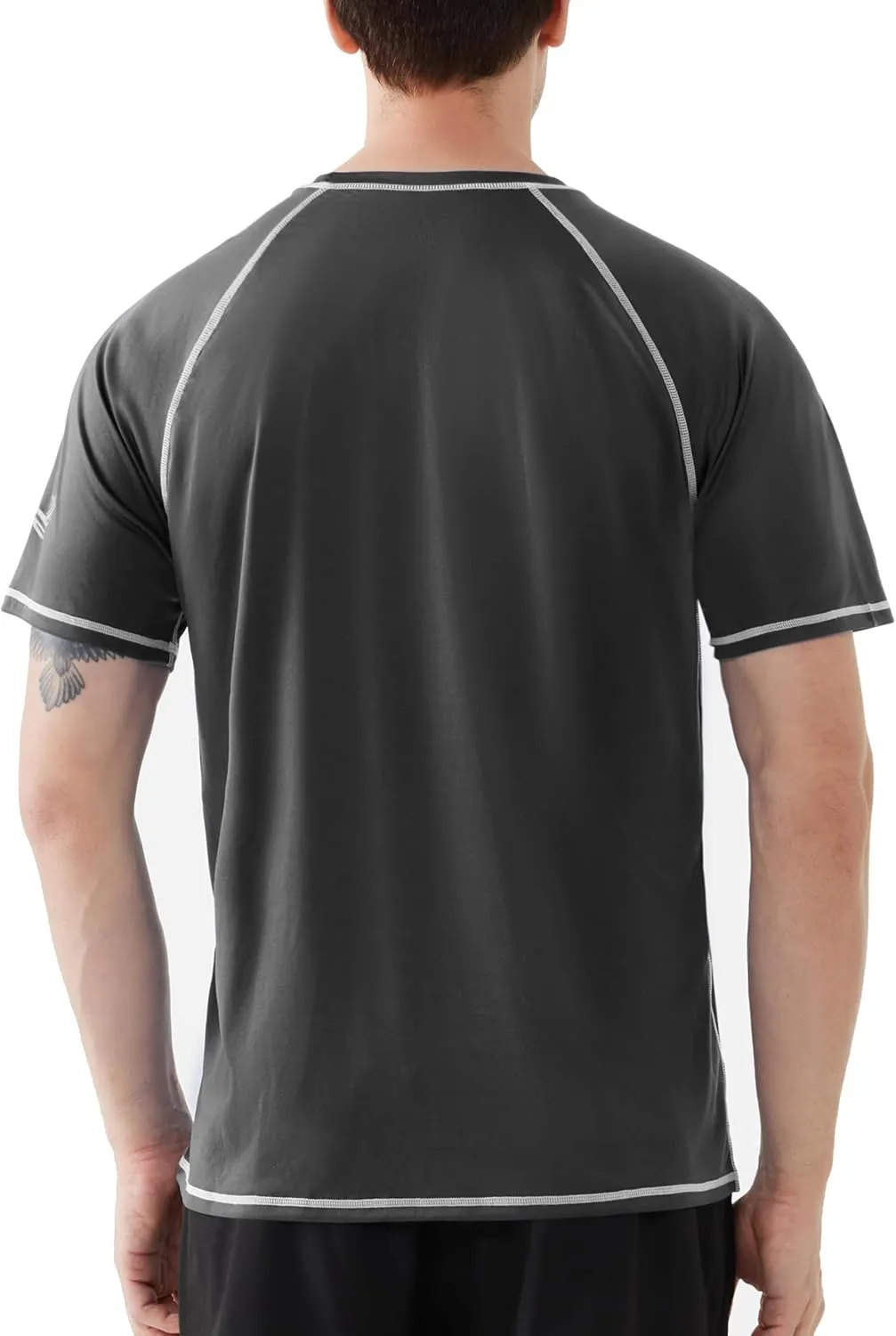 Roadbox Men's UPF 50  Swim Shirts, Short Sleeve UV Sun Protection Rash Guard T-Shirt, Quick Dry Water Surfing Beach Tees