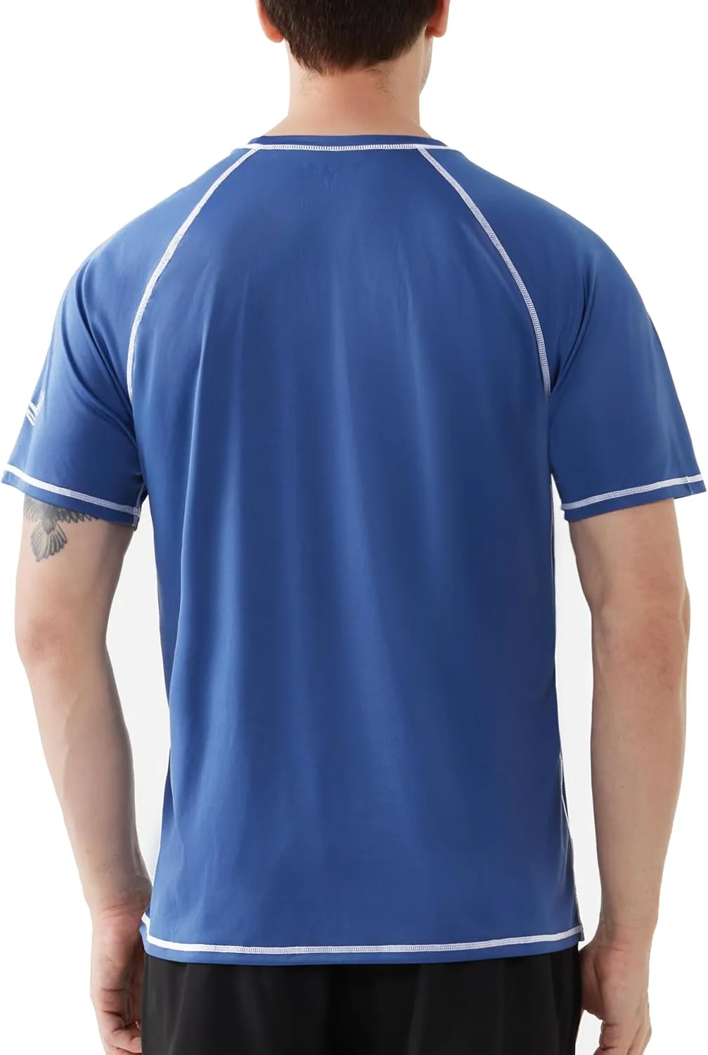 Roadbox Men's UPF 50  Swim Shirts, Short Sleeve UV Sun Protection Rash Guard T-Shirt, Quick Dry Water Surfing Beach Tees