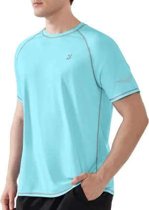Roadbox Men's UPF 50  Swim Shirts, Short Sleeve UV Sun Protection Rash Guard T-Shirt, Quick Dry Water Surfing Beach Tees