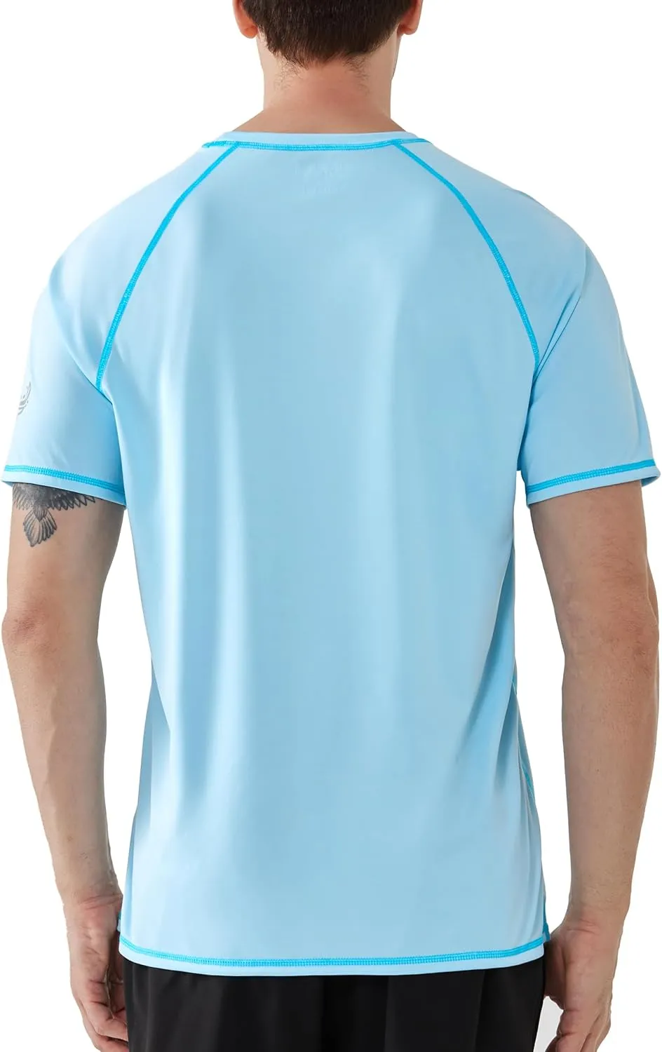 Roadbox Men's UPF 50  Swim Shirts, Short Sleeve UV Sun Protection Rash Guard T-Shirt, Quick Dry Water Surfing Beach Tees