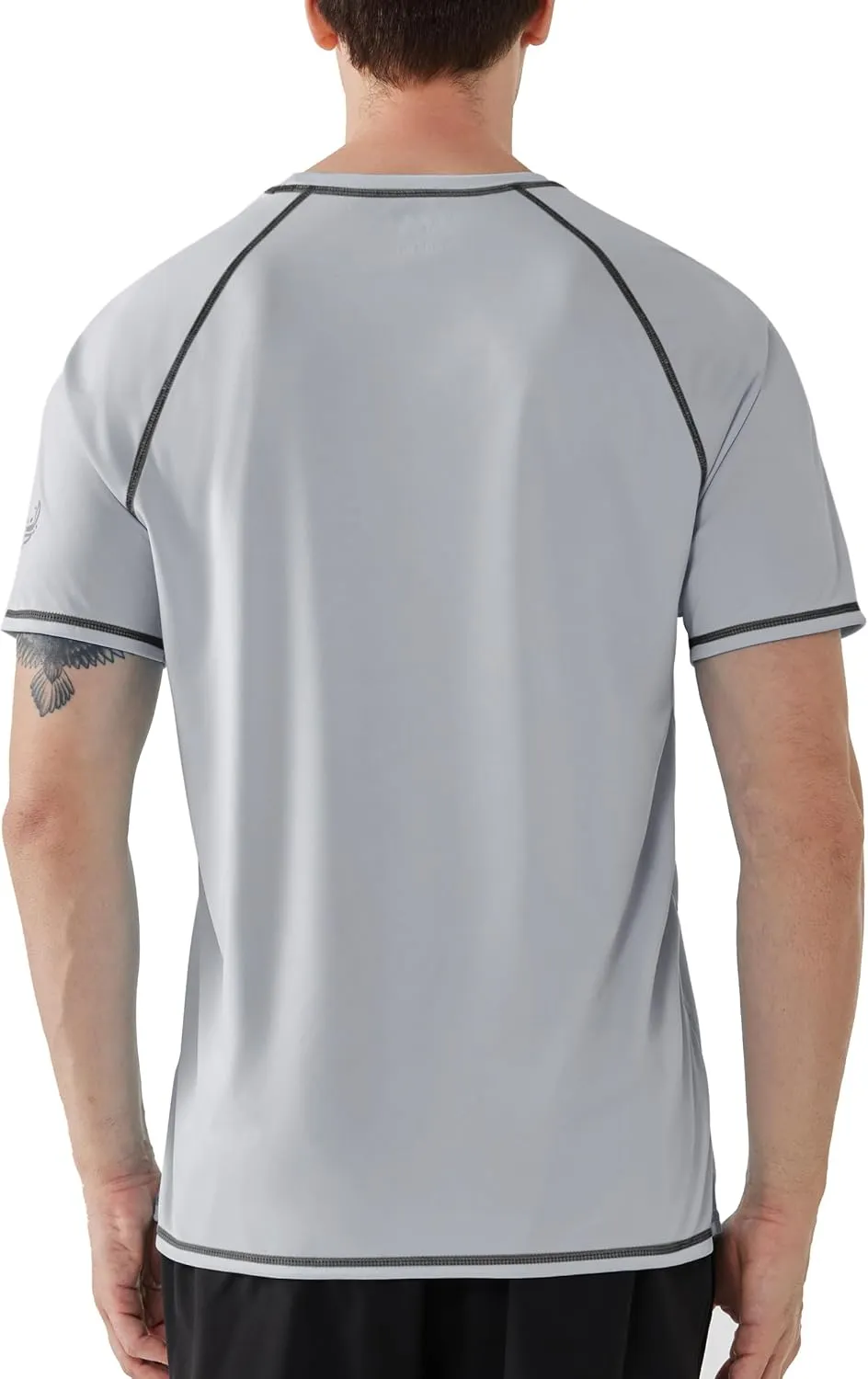 Roadbox Men's UPF 50  Swim Shirts, Short Sleeve UV Sun Protection Rash Guard T-Shirt, Quick Dry Water Surfing Beach Tees
