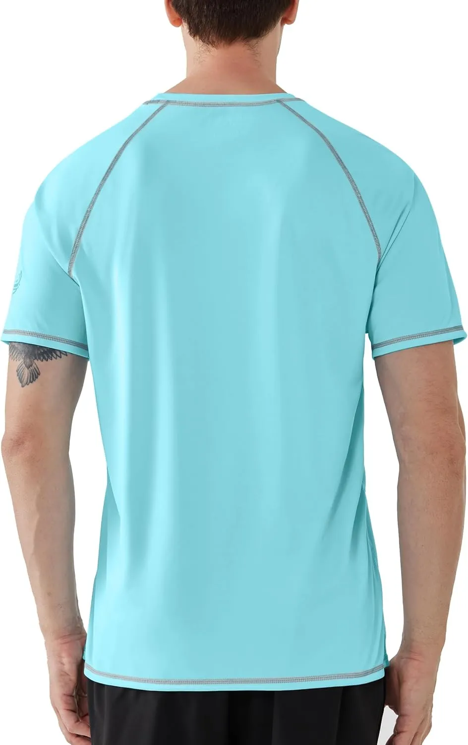 Roadbox Men's UPF 50  Swim Shirts, Short Sleeve UV Sun Protection Rash Guard T-Shirt, Quick Dry Water Surfing Beach Tees