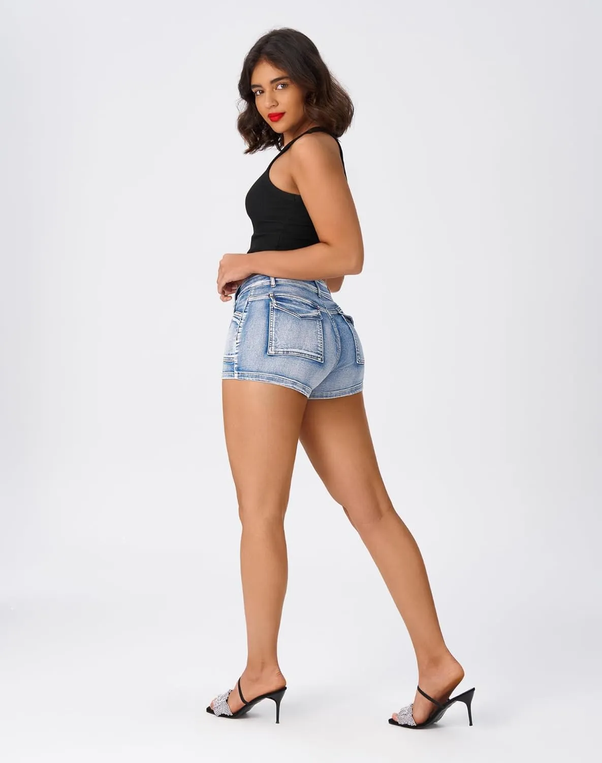 roswear Women's High Waisted Stretchy Casual Summer Denim Jean Shorts