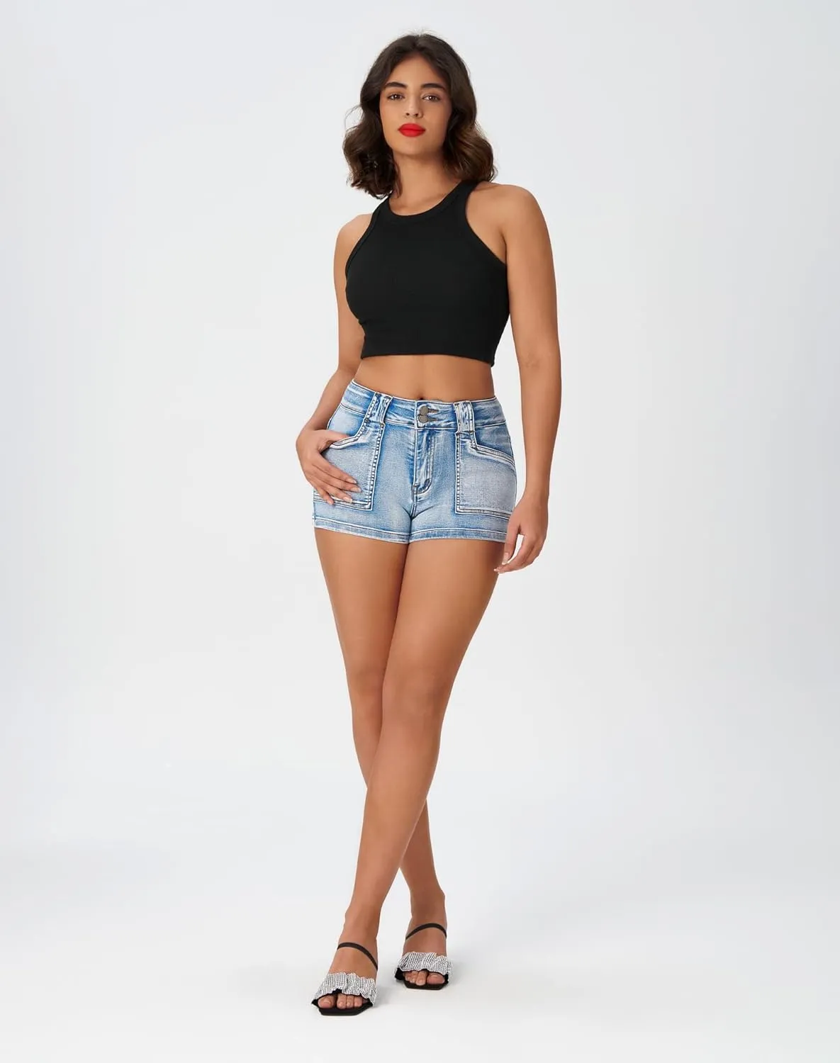 roswear Women's High Waisted Stretchy Casual Summer Denim Jean Shorts