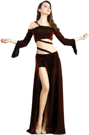ROYAL SMEELA Belly Dancer Costumes for Women Belly Dance Dresses for Women Belly Dance Skirt Slit Belly Dance Top Long Sleeve