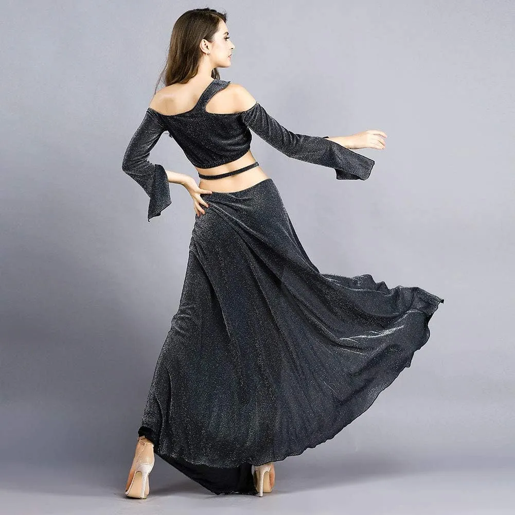 ROYAL SMEELA Belly Dancer Costumes for Women Belly Dance Dresses for Women Belly Dance Skirt Slit Belly Dance Top Long Sleeve