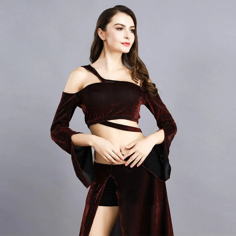 ROYAL SMEELA Belly Dancer Costumes for Women Belly Dance Dresses for Women Belly Dance Skirt Slit Belly Dance Top Long Sleeve
