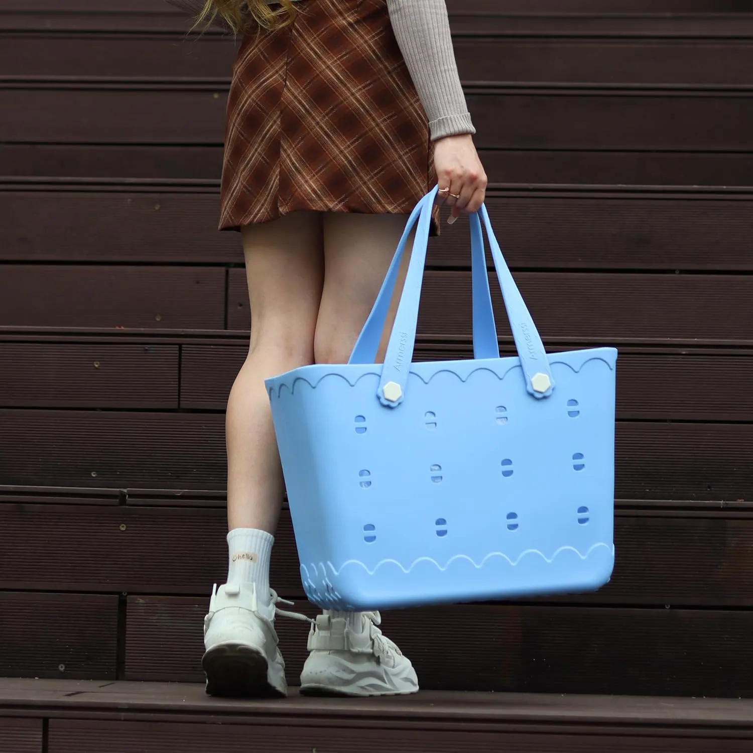 Rubber Beach Bag Waterproof Durable Tote Bag for Beach Sports Pool Modern Rubber Tote