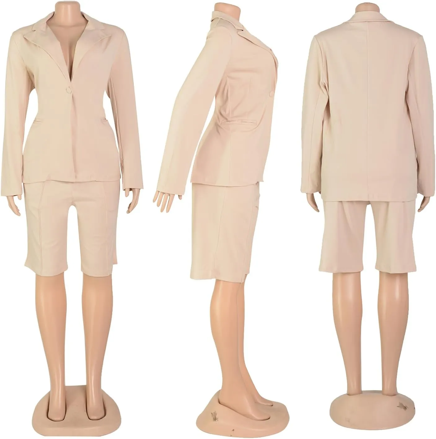 SHINFY Women's Blazer Sets 2 Piece Outfits Lapels Jacket High Waisted Shorts Work Business Suits