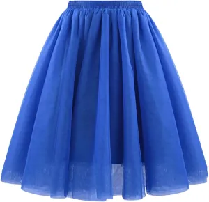 Skirt for Women A-line Multi-Layered High Elastic Waist Fluffy Gauze Dancing Performance Short Pleated Skirt