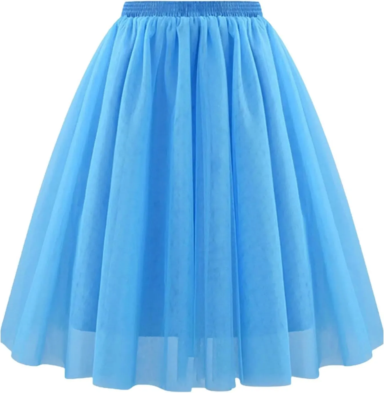 Skirt for Women A-line Multi-Layered High Elastic Waist Fluffy Gauze Dancing Performance Short Pleated Skirt