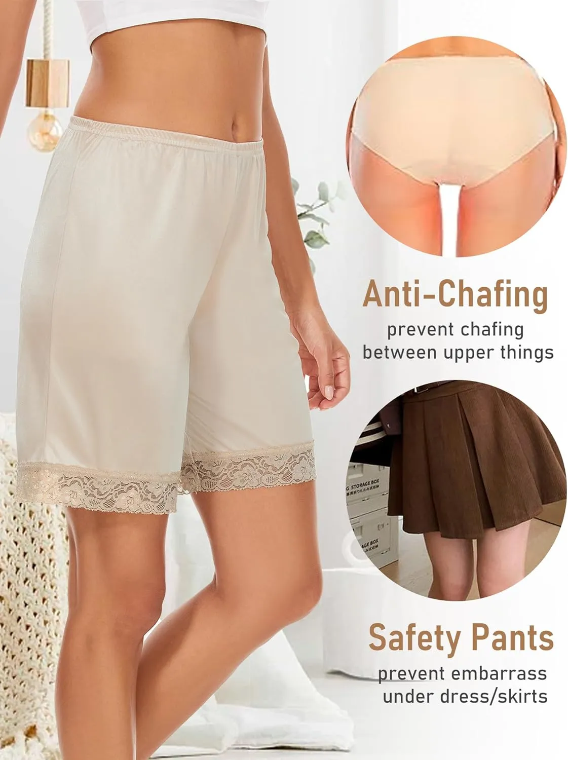 Slip Shorts Culotte for Women Split Skirt Lace Pettipants Bloomer