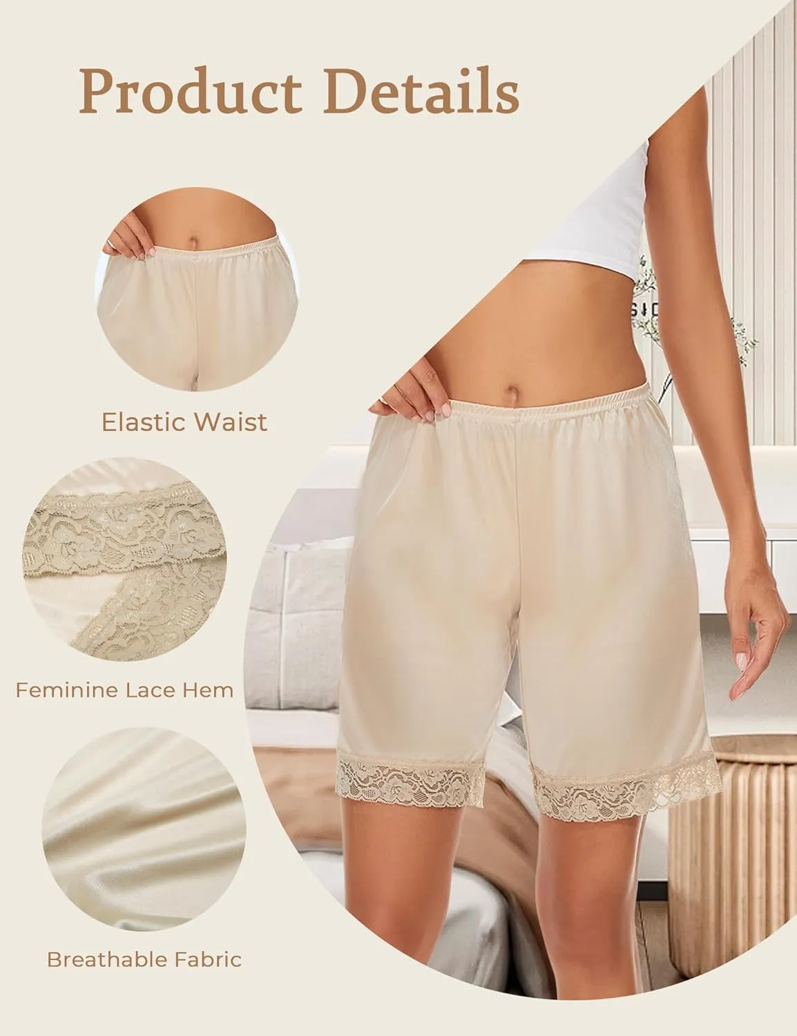 Slip Shorts Culotte for Women Split Skirt Lace Pettipants Bloomer