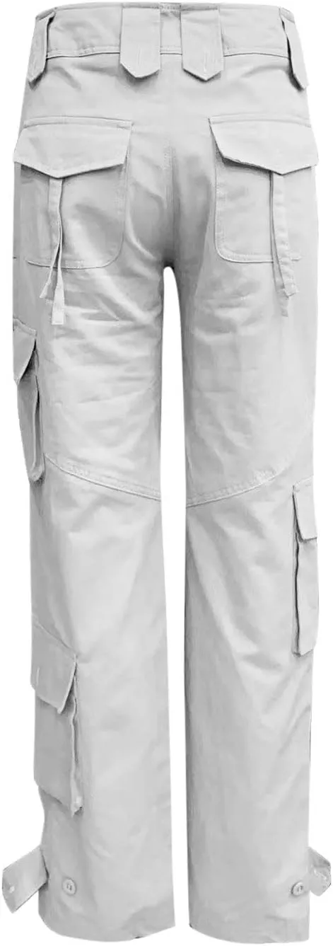 SMIDOW Womens Hiking Cargo Pants Casual Military Army Work Pants High Waist Wide Leg Hippie Punk Trousers