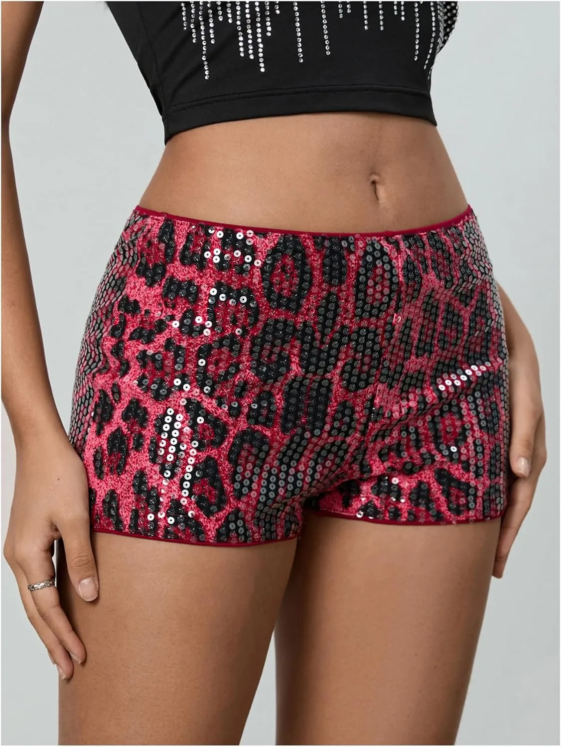SOLY HUX Womens Cheetah Print Micro Shorts Leopard Y2k Mini Rave Outfits