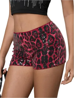 SOLY HUX Womens Cheetah Print Micro Shorts Leopard Y2k Mini Rave Outfits