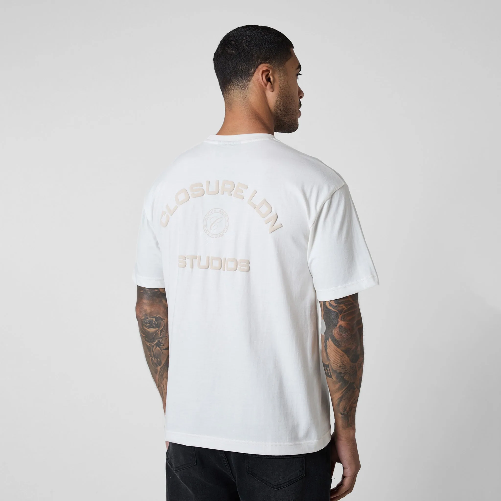 Stamped Logo Relaxed Fit T-Shirt | Ecru