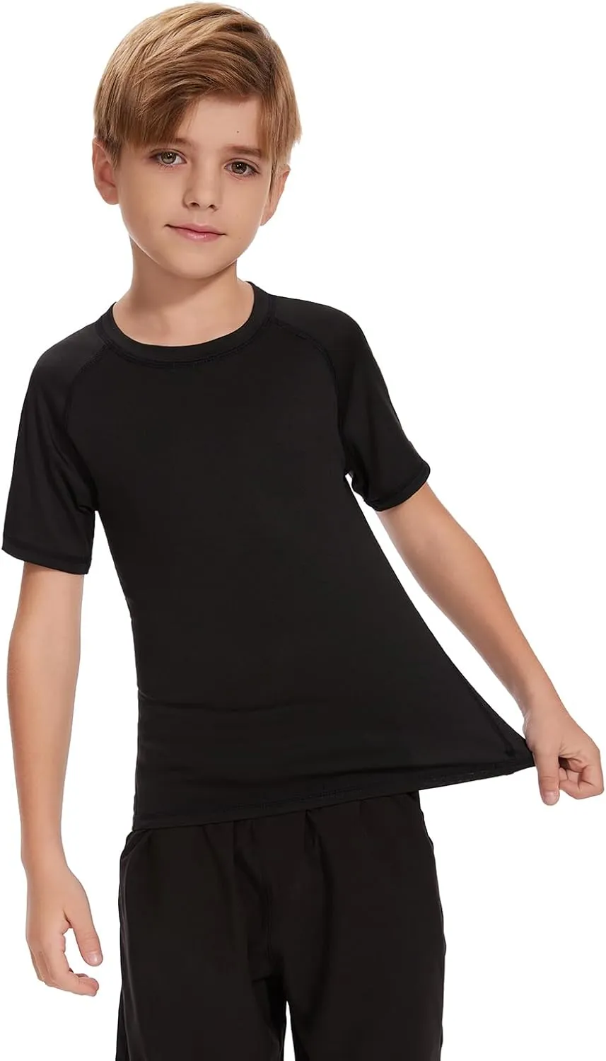 Star Vibe Boys Compression Shirt Short Sleeve Quick Dry Athletic Shirts Kids Sports Base Layer Performance Summer Tops