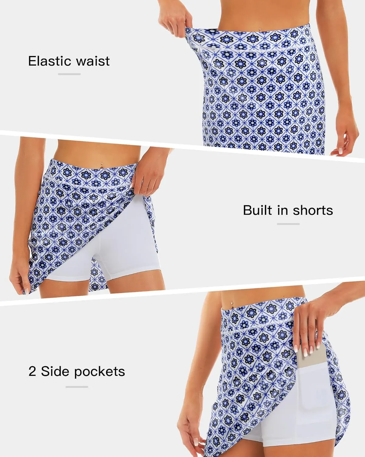 Stelle Women's Athletic Skorts 17" Golf Skirts Inner Shorts Tennis Skort with 2 Pockets Running Sports Pickleball Skirt